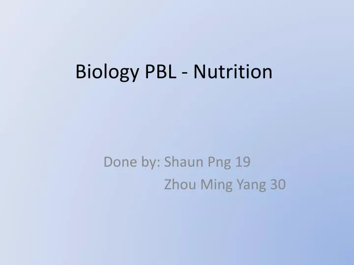 biology pbl nutrition