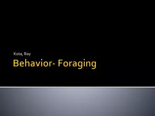 Behavior - Foraging