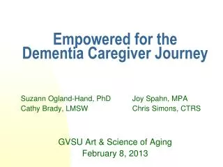 Empowered for the Dementia Caregiver Journey