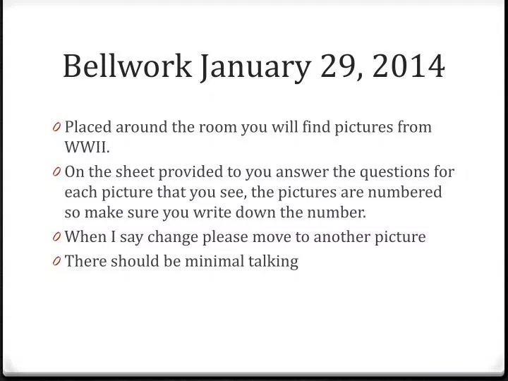 bellwork january 29 2014
