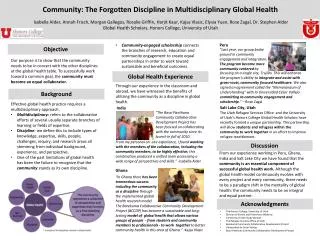 Community: The Forgotten Discipline in Multidisciplinary Global Health