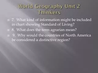 World Geography Unit 2 Thinkers