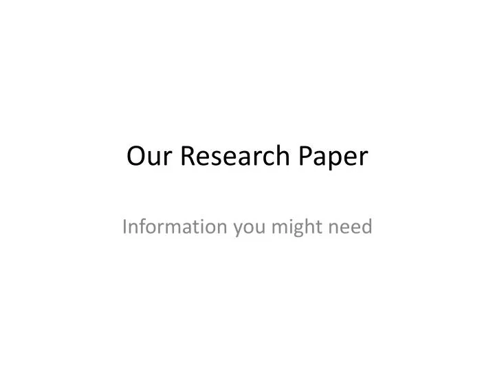 our research paper