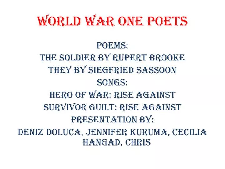 world war one poets