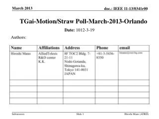 TGai -Motion/Straw Poll-March-2013-Orlando