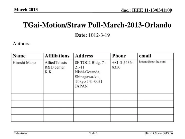 tgai motion straw poll march 2013 orlando