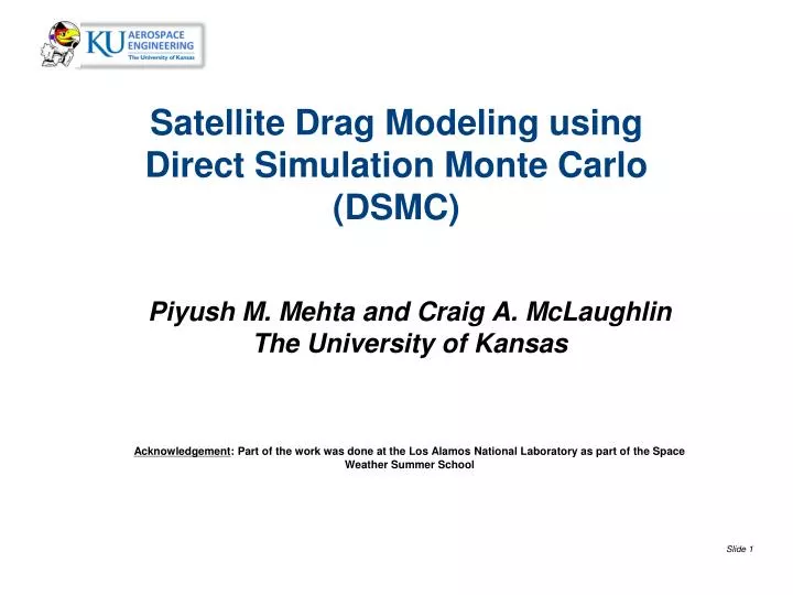 satellite drag modeling using direct simulation monte carlo dsmc