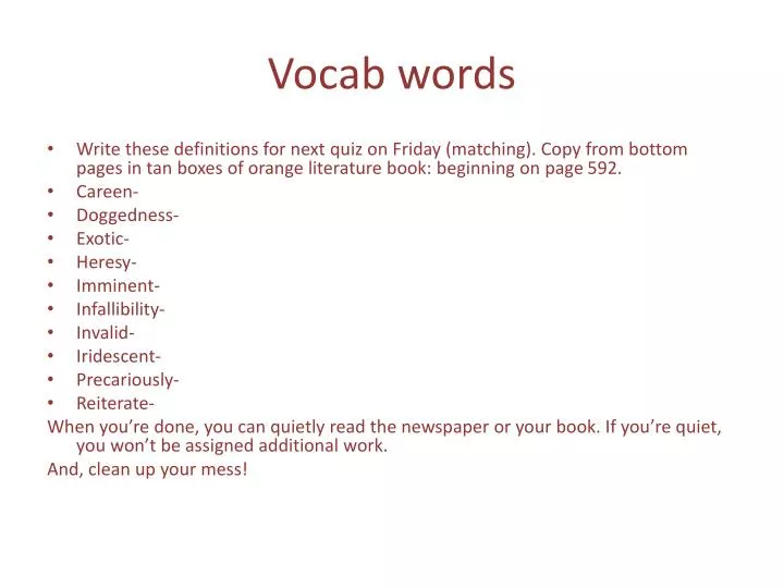 vocab words