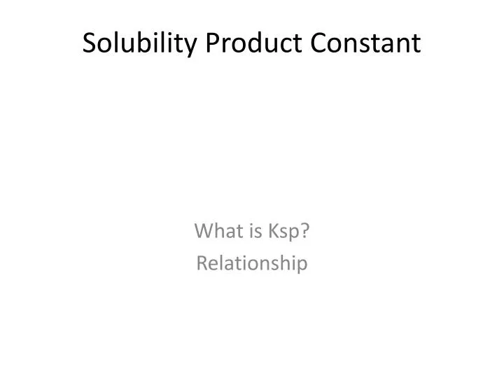 solubility product constant