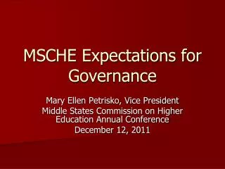 MSCHE Expectations for Governance