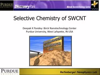 Selective Chemistry of SWCNT