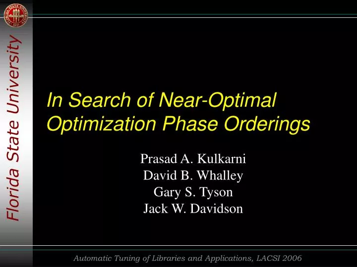 in search of near optimal optimization phase orderings