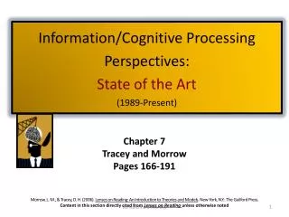 Information/Cognitive Processing Perspectives: State of the Art (1989-Present)