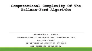Computational Complexity Of The Bellman-Ford Algorithm