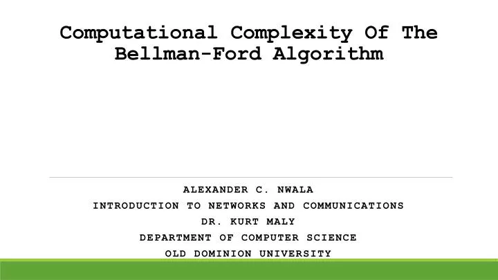 computational complexity of the bellman ford algorithm