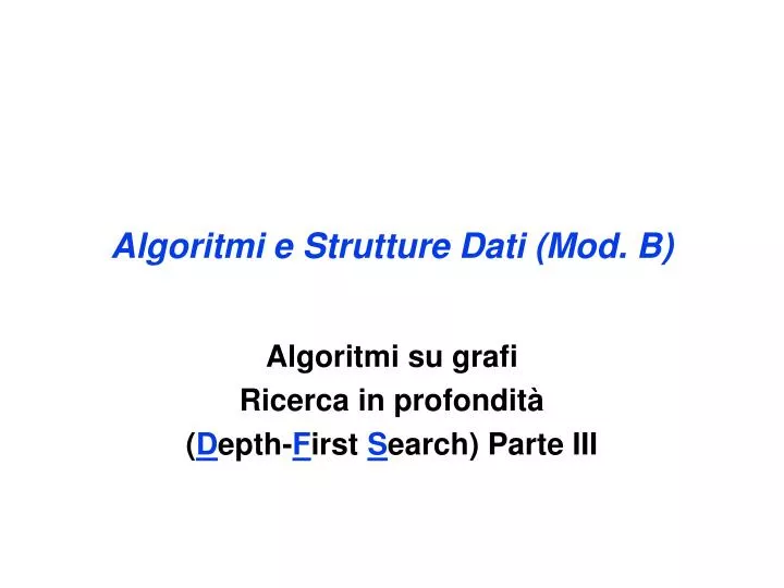 algoritmi e struttur e dati mod b
