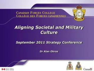 Aligning Societal and Military Culture September 2011 Strategy Conference Dr Alan Okros