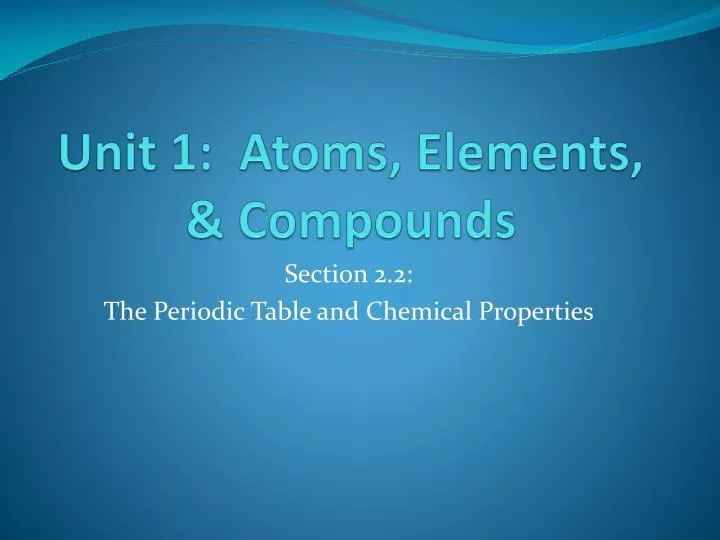 unit 1 atoms elements compounds