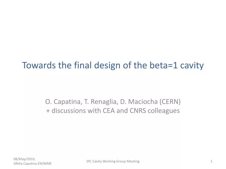towards the final design of the beta 1 cavity