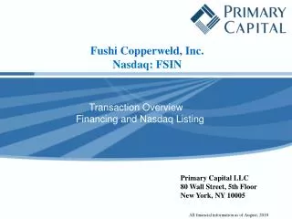 Fushi Copperweld, Inc. Nasdaq : FSIN