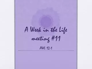 A Week in the Life meeting #11 AWL 12-1