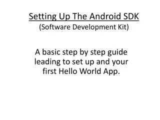 Setting Up The Android SDK (Software Development Kit)