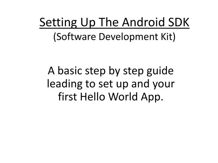 setting up the android sdk software development kit