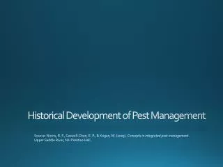 Historical Development of Pest Management