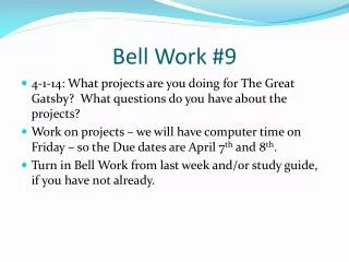 Bell Work #9