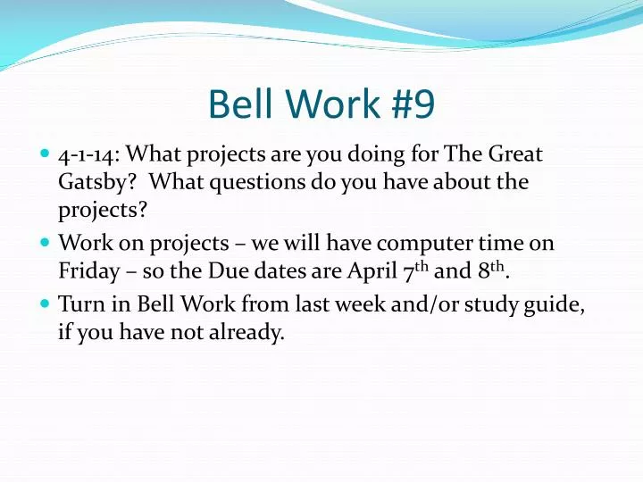 bell work 9