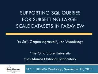 Supporting SQL Queries for subsetting large-SCALE Datasets in Paraview