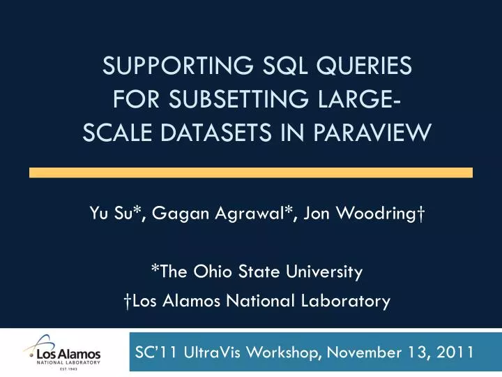 supporting sql queries for subsetting large scale datasets in paraview
