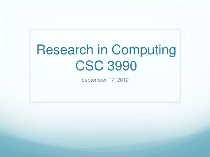 research in computing csc 3990