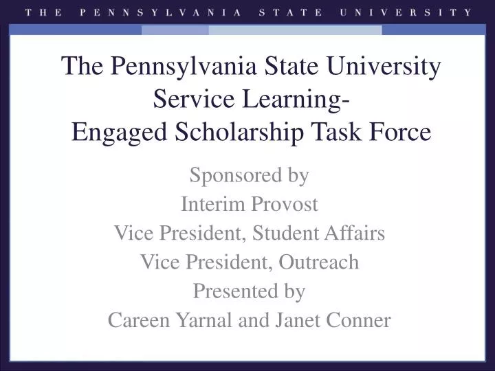 the pennsylvania state university service learning engaged scholarship task force