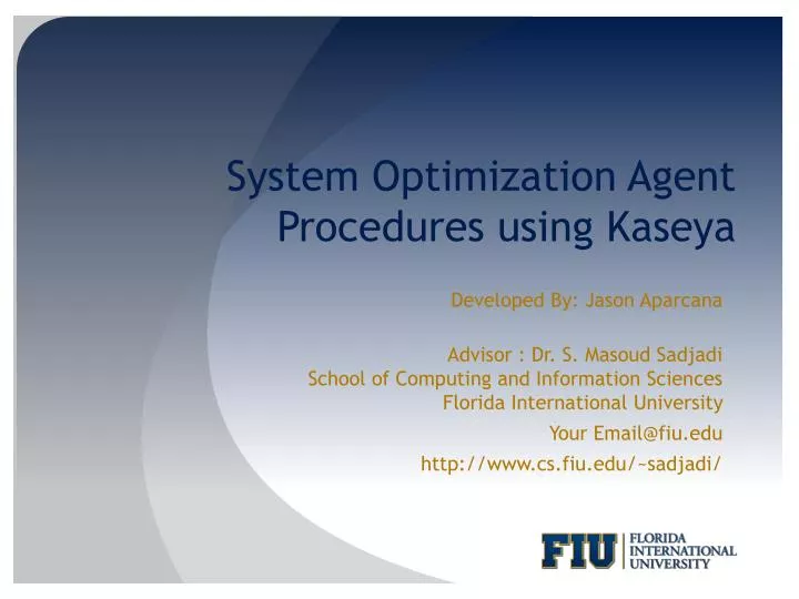 system optimization agent procedures using kaseya