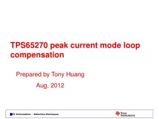 TPS65270 peak current mode loop compensation