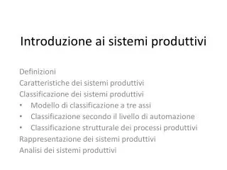 introduzione ai sistemi produttivi