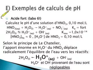 e exemples de calculs de ph