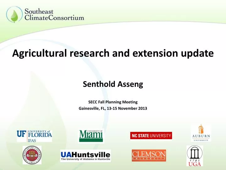 agricultural research and extension update