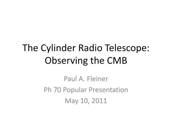 the cylinder radio telescope observing the cmb