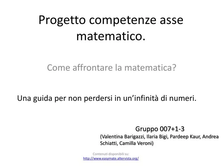 progetto competenze asse matematico