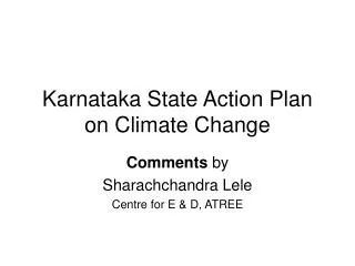 Karnataka State Action Plan on Climate Change
