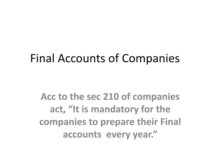 final accounts of companies