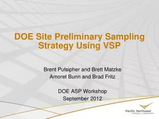 DOE Site Preliminary Sampling Strategy Using VSP