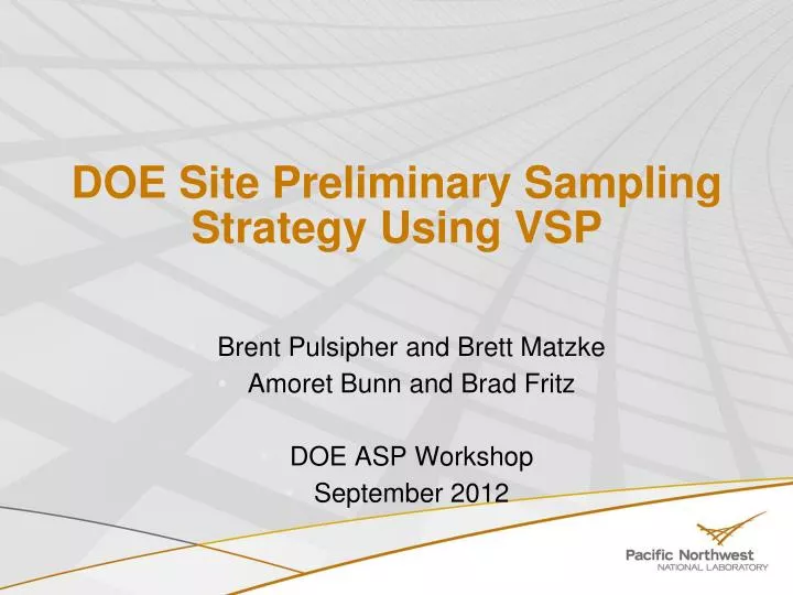 doe site preliminary sampling strategy using vsp