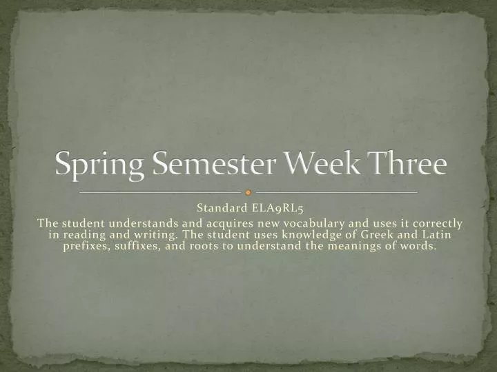 spring semester week three