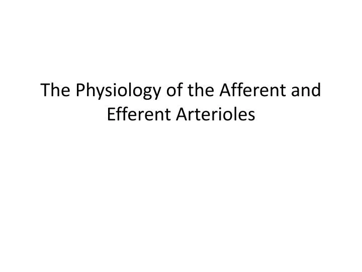 the physiology of the afferent and efferent arterioles