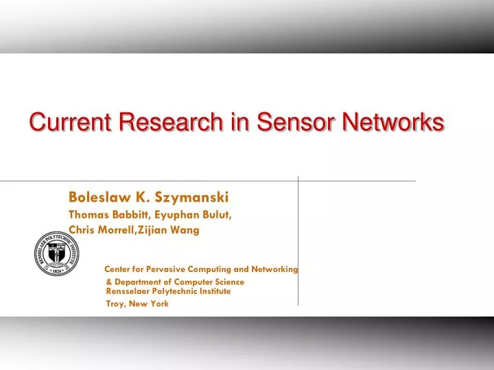 current research in sensor networks