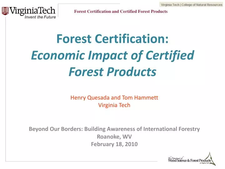 forest certification economic impact of certified forest products