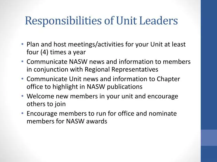 responsibilities of unit leaders